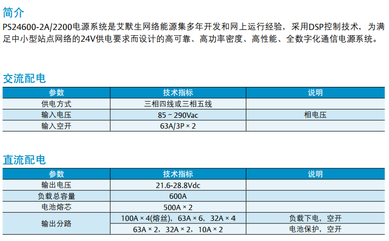 PS24600-2A/2200開關(guān)電源系統(tǒng)